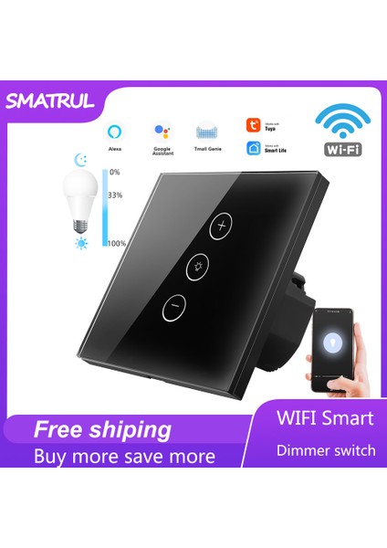 Smatrul - Wifi Akıllı Anahtar - Işık Dimmer Anahtarı - Ses Kontrolü/app Kontrolü - Alexa Google Home Için (Yurt Dışından) fiyatları