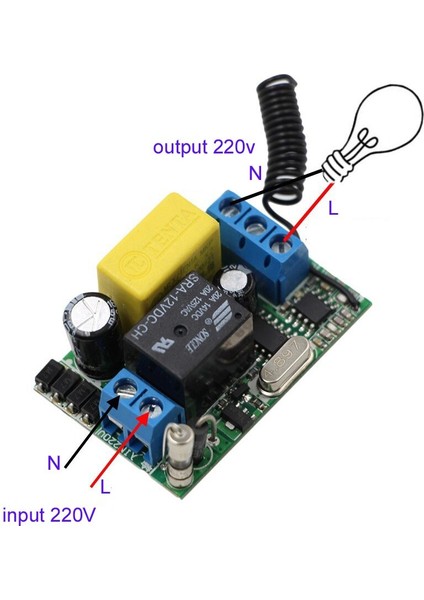 Ac 220V Kablosuz Uzaktan Kumanda Sistemi Kablosuz Aydınlatma Anahtarı 1ch Röle Modülü Alıcı + Su Geçirmez; 315/433MHZ (Yurt Dışından)