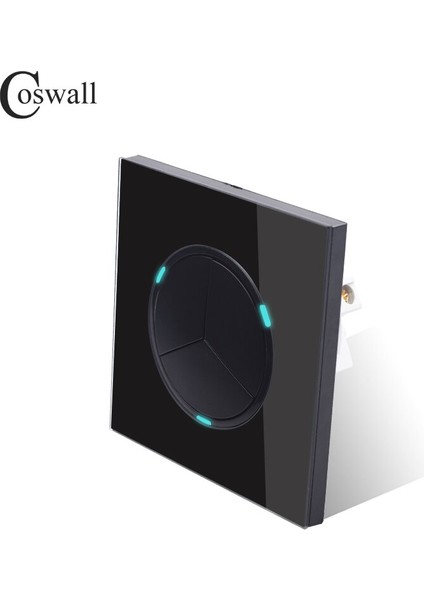Coswall 3 Gang 1 Yollu Rastgele Tıklama Açık/kapalı Duvar Işık Anahtarı LED Göstergeli Şövalye Siyah Kristal Temperli Cam Panel (Yurt Dışından) fiyatları