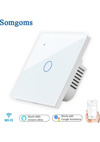 Ab Ingiltere 1 Gang 1 2 Yollu Wifi Duvar Anahtarı Kablosuz Uzaktan Işık Röle Uygulaması Dokunmatik Kontrol Akıllı Anahtar Alexa Google Home ile Çalışmak (Yurt Dışından)