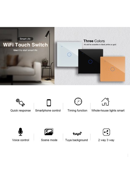 Ab Ingiltere 1 Gang 1 2 Yollu Wifi Duvar Anahtarı Kablosuz Uzaktan Işık Röle Uygulaması Dokunmatik Kontrol Akıllı Anahtar Alexa Google Home ile Çalışmak (Yurt Dışından)