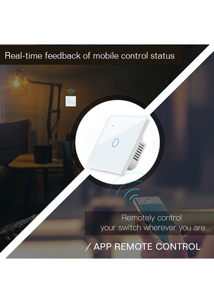 Ab Ingiltere 1 Gang 1 2 Yollu Wifi Duvar Anahtarı Kablosuz Uzaktan Işık Röle Uygulaması Dokunmatik Kontrol Akıllı Anahtar Alexa Google Home ile Çalışmak (Yurt Dışından)