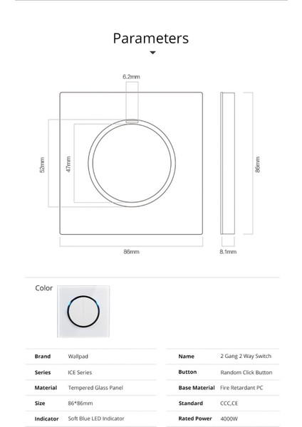 Wallpad L6 LED 2 Gang 2 Yollu Rastgele Tıklama Geri Dönüş Düğmesi Duvar Işık Anahtarı LED Göstergesi ile Beyaz Temperli Cam Panel (Yurt Dışından) indirimleri