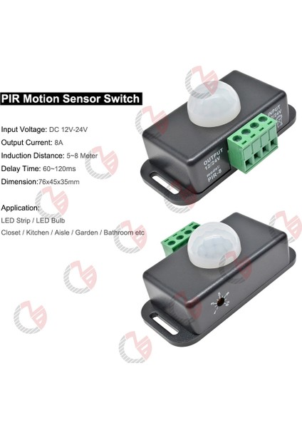 Dc 12V 24V 8A Otomatik Ayarlanabilir Pır Hareket Sensörü Anahtarı Ir Kızılötesi Işık Anahtar Modülü LED Şerit Işık Lambası (Yurt Dışından)