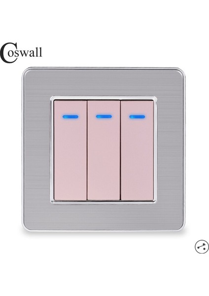 Coswall 3 Gang 2 Yollu Işık Anahtarı Açma / Kapama Duvar Anahtarı LED Göstergeli Geçiş Anahtarı Anahtarlı Paslanmaz Çelik Panel (Yurt Dışından) modelleri