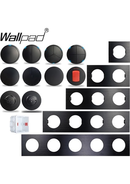 Wallpad L6 Siyah Alüminyum 1 2 3 4 Gang Duvar Işık Anahtarı Ara Su Isıtıcı Ac Dp 2p Anahtarı Dıy Ücretsiz Kombinasyon (Yurt Dışından)