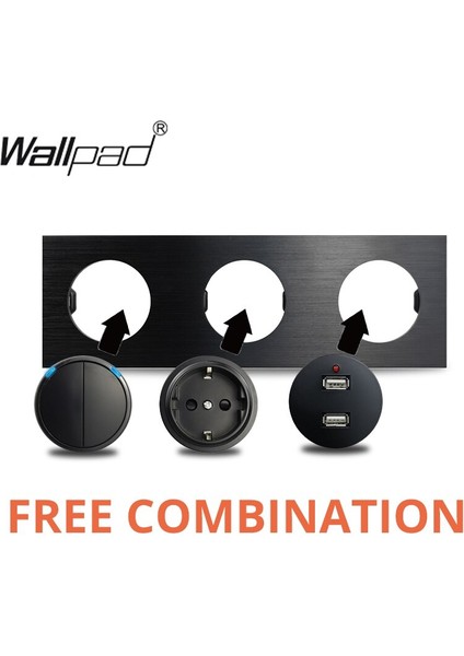 Wallpad L6 Siyah Alüminyum 1 2 3 4 Gang Duvar Işık Anahtarı Ara Su Isıtıcı Ac Dp 2p Anahtarı Dıy Ücretsiz Kombinasyon (Yurt Dışından) modelleri