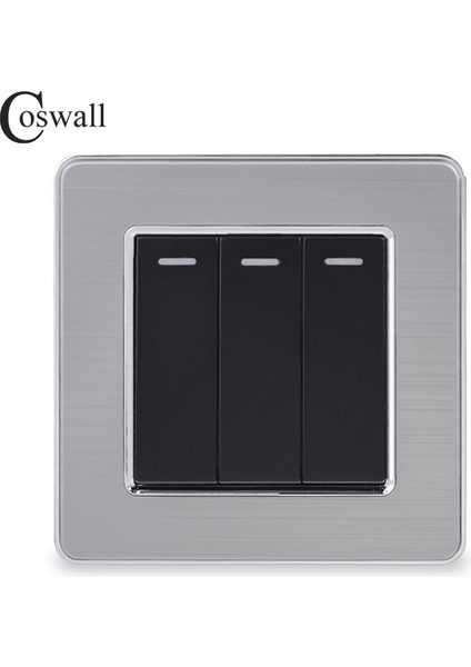Coswall 3 Gang 1 Yollu Lüks Işık Anahtarı Açma/kapama Duvar Anahtarı Kesici Paslanmaz Çelik Panel Ac 110 ~ 250 V (Yurt Dışından)