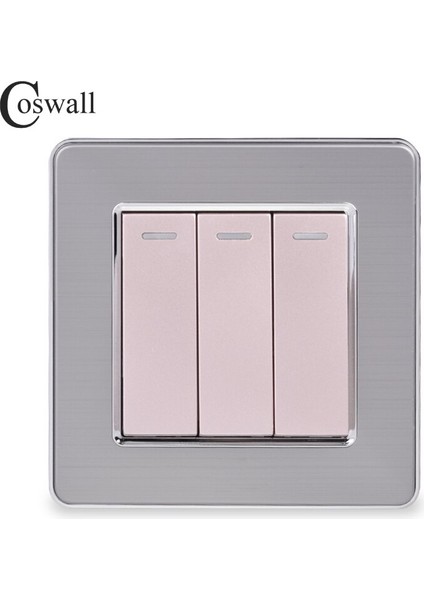 Coswall 3 Gang 1 Yollu Lüks Işık Anahtarı Açma/kapama Duvar Anahtarı Kesici Paslanmaz Çelik Panel Ac 110 ~ 250 V (Yurt Dışından) modelleri