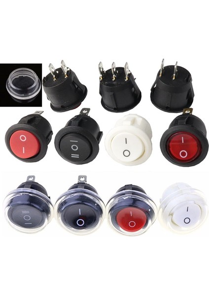 Adet 22MM Çaplı Siyah Küçük Basmalı Anahtar Mini Siyah Beyaz Kırmızı 2 Pin 3 Pinli Anahtar (Yurt Dışından) fiyatları