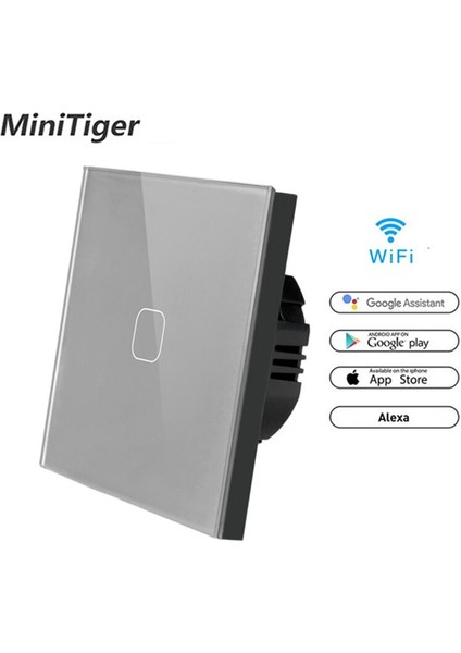 Dokunmatik Anahtarı Akıllı Ev Işık Anahtarı Duvar Kesici 1 Gang 1 Yollu Wifi Işık Anahtarı Ab Standardı Alexa Google Home ile Çalışmak (Yurt Dışından)