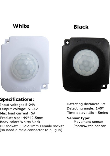 LED Hareket Sensörü Hareket Işığı Anahtarı 12V 24V 5V Hareket Sensörü Otomatik Kızılötesi Zamanlayıcı Pır Anahtarı 12V Photoswitch (Yurt Dışından)