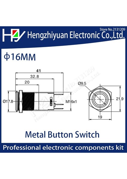 Hzy 5V12V24V220V Metal Basmalı Düğme Anahtarı ile Işık 16MM Düz Kendini Sıfırlama Anlık Basma Düğmesi Su Geçirmez LED Metal Anahtar (Yurt Dışından)