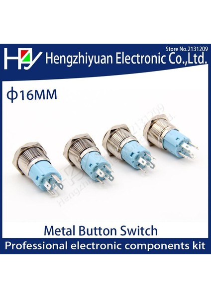 Hzy 5V12V24V220V Metal Basmalı Düğme Anahtarı ile Işık 16MM Düz Kendini Sıfırlama Anlık Basma Düğmesi Su Geçirmez LED Metal Anahtar (Yurt Dışından) modelleri