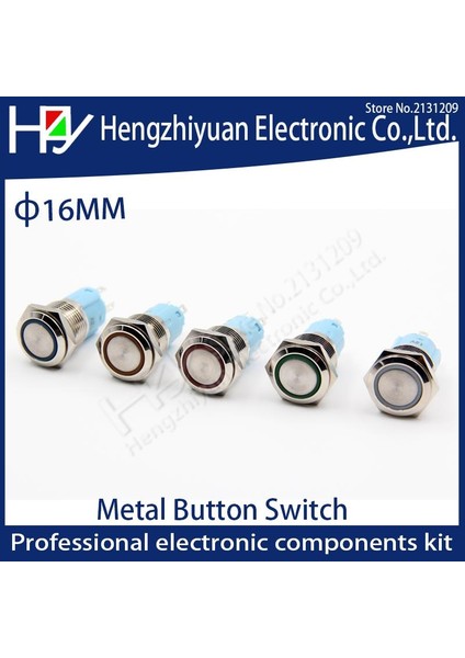 Hzy 5V12V24V220V Metal Basmalı Düğme Anahtarı ile Işık 16MM Düz Kendini Sıfırlama Anlık Basma Düğmesi Su Geçirmez LED Metal Anahtar (Yurt Dışından) indirimleri