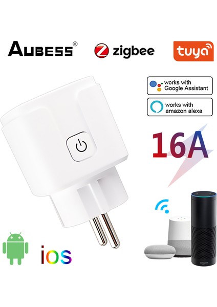 Tuya Zigbee Akıllı Fiş Ab 16A 110-250V Zamanlayıcı Soketi Akıllı Ev Çok Fonksiyonlu Akıllı Ev Kablosuz Fiş Uyumlu Alexa Google Home Assistant (Yurt Dışından)