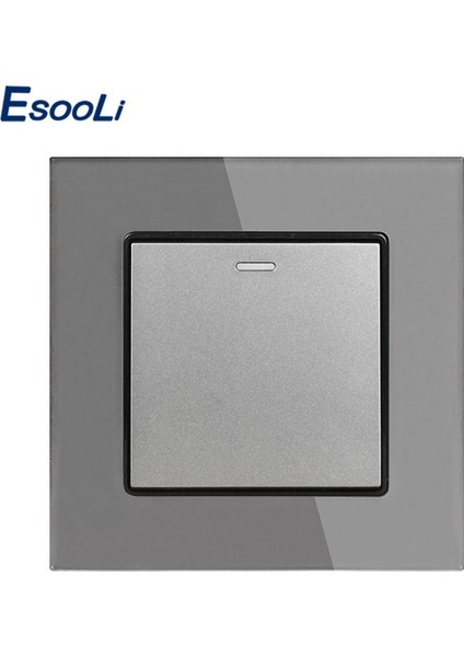 Esooli Beyaz Lüks Kristal Temperli Cam Panel 1 Gang 1 Yollu Duvar Işık Düğmesi Anahtarı Açma/kapama Duvar Anahtarı 16A Ac 250 V (Yurt Dışından) fiyatları