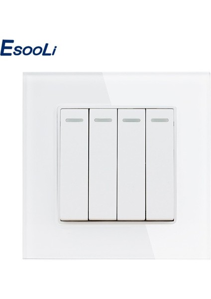 Esooli Beyaz Lüks Kristal Temperli Cam Panel 1 Gang 1 Yollu Duvar Işık Düğmesi Anahtarı Açma/kapama Duvar Anahtarı 16A Ac 250 V (Yurt Dışından) indirimleri