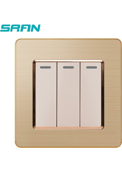 Sran Paslanmaz Çelik Panel Duvar Güç Işık Anahtarı 3 Açık Çift Kontrol 3gang 1/2 Yollu Lüks Anahtarlar 86*86MM (Yurt Dışından) modelleri