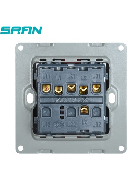 Sran Paslanmaz Çelik Panel Duvar Güç Işık Anahtarı 3 Açık Çift Kontrol 3gang 1/2 Yollu Lüks Anahtarlar 86*86MM (Yurt Dışından) indirimleri