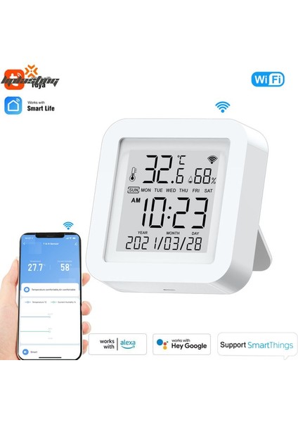 Wifi Sıcaklık ve Nem Sensörü USB Gücü LCD Ekranlı Ekran Alexa Google Assistant ile Çalışan Smartthings Powered Smart Life/tuya Smart For Home (Yurt Dışından) fiyatları