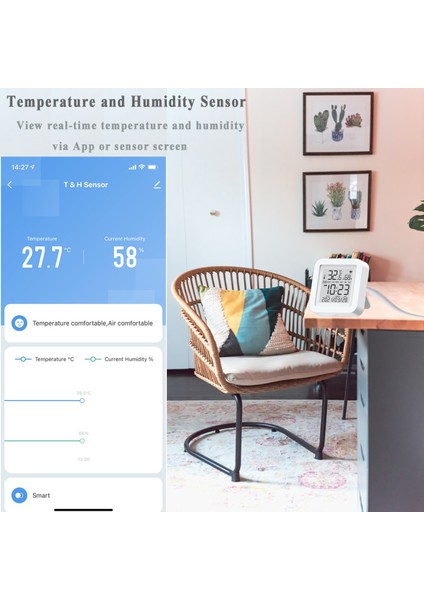 Wifi Sıcaklık ve Nem Sensörü USB Gücü LCD Ekranlı Ekran Alexa Google Assistant ile Çalışan Smartthings Powered Smart Life/tuya Smart For Home (Yurt Dışından) modelleri