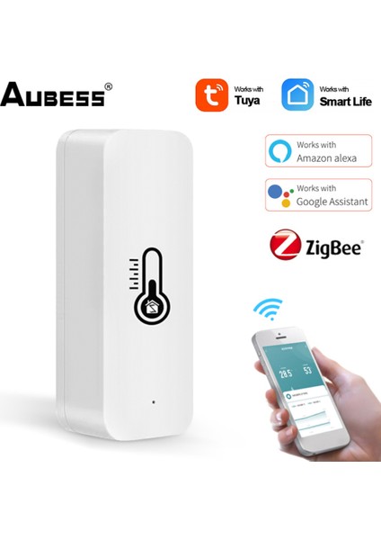 Tuya Zigbee Akıllı Sıcaklık ve Nem Sensörü Akülü Zigbee Akıllı Ev Güvenliği Alexa Google Home ile Çalışır (Yurt Dışından) fiyatları