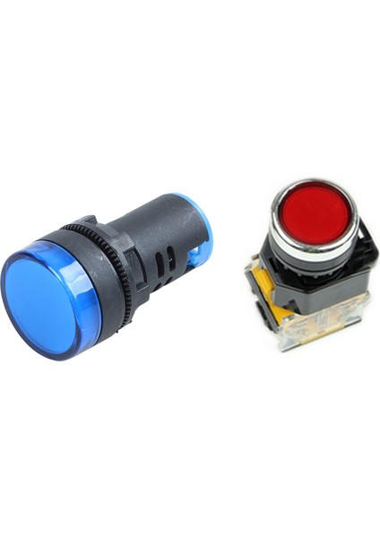 Adet Ac 220V LED Pilot Gösterge Işığı Siyah Mavi & 1 Adet LA38-11/203 Basma Düğmesi Anlık Güç Basın Anahtarı Kırmızı (Yurt Dışından) fiyatları