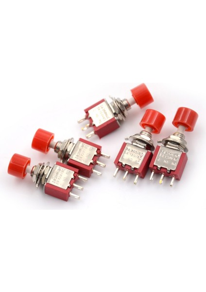 Adet Yeni 3 Pin C-No-Nc 6mm Mini Anlık Otomatik Dönüş Basmalı Düğme Anahtarı On-(On) 2A 250V AC/5A 120V Ac Geçiş Anahtarları Kırmızı (Yurt Dışından)