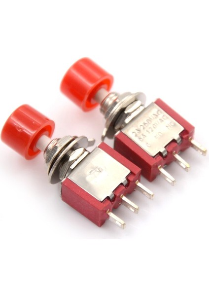 Adet Yeni 3 Pin C-No-Nc 6mm Mini Anlık Otomatik Dönüş Basmalı Düğme Anahtarı On-(On) 2A 250V AC/5A 120V Ac Geçiş Anahtarları Kırmızı (Yurt Dışından) fırsatları