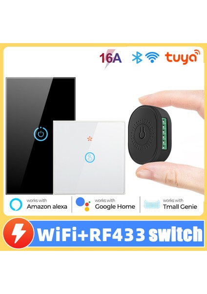 Tuya 16A Wifi + RF433 Mhz Akıllı Anahtar Dört Kontrol Yöntemi Kablosuz Akıllı Anahtarlar App Uzaktan Kumanda Ses Kontrolü Tuya Alexa Google Home ile Çalışın (Yurt Dışından) fiyatları
