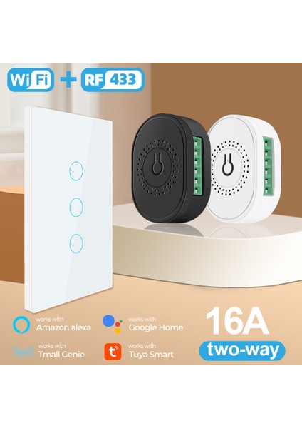 Tuya 16A Wifi + RF433 Mhz Akıllı Anahtar Dört Kontrol Yöntemi Kablosuz Akıllı Anahtarlar App Uzaktan Kumanda Ses Kontrolü Tuya Alexa Google Home ile Çalışın (Yurt Dışından) modelleri