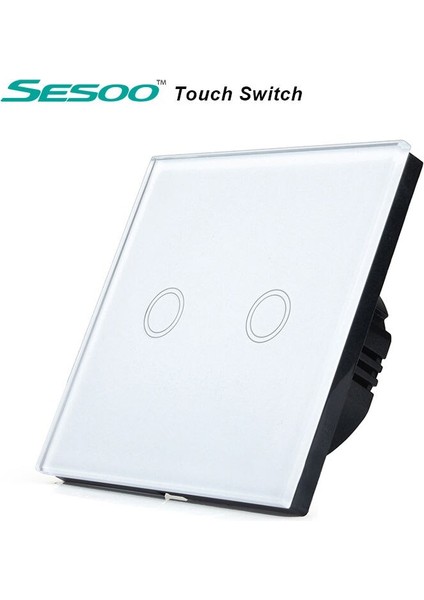 Ab/ingiltere Standardı Sesoo Dokunmatik Anahtarı 2 Gang 1 Yollu, Kristal Cam Anahtar Paneli, Tek Firewire Dokunmatik Algılama Duvar Anahtarı (Yurt Dışından)