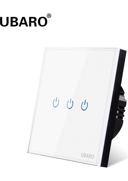 Ubaro Ab AC100-240 Temperli Siyah Beyaz Kristal Cam Dokunmatik Anahtarı Güç LED Panel Duvar Işık Anahtarları 1/2/3 Gang Interruttore (Yurt Dışından)