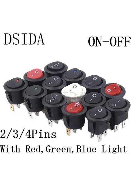 On/off Rocker Anahtarı LED Aydınlatmalı Araba Dashboard Dash Tekne Van 12V 24V / 6A 250V / 10A 125V 2/3/4pın Anahtarı 20MM On-Off (Yurt Dışından) fiyatları