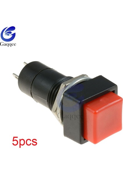 5 Adet Kare Anlık Kendini Sıfırlama Kendinden Dönüş Basmalı Düğme Anahtarı Spst Araba Dash 12 V 12 mm PBS-11B Kırmızı Veya Siyah (Yurt Dışından)