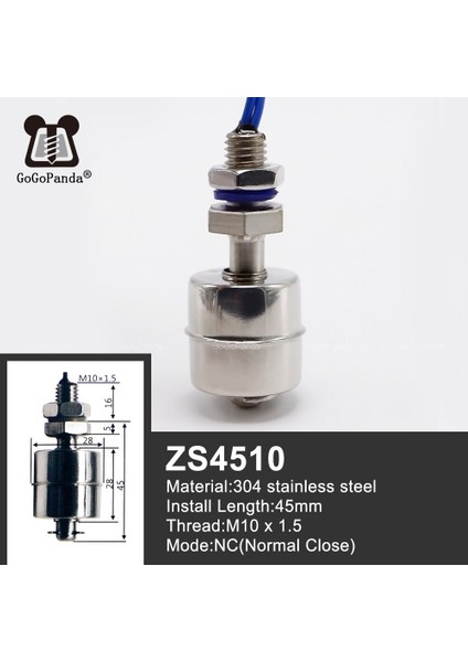 M10 * 100MM Çift Seviye Kontrolü Paslanmaz Çelik Su Seviyesi Sensörü Sıvı Şamandıra Anahtarı 220V 1.5A 50W 45-120MM Normal Yakın (Yurt Dışından)