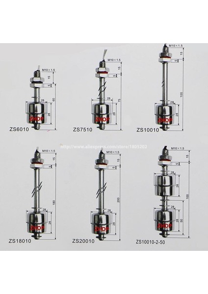 M10 * 100MM Çift Seviye Kontrolü Paslanmaz Çelik Su Seviyesi Sensörü Sıvı Şamandıra Anahtarı 220V 1.5A 50W 45-120MM Normal Yakın (Yurt Dışından) indirimleri