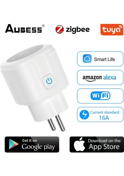 Tuya Zigbee Ab Akıllı Priz Fişi Akıllı Ev Kablosuz Uzaktan Kumanda Uygulaması Google Alexa Için Güç Monitörü Çıkışı (Yurt Dışından)