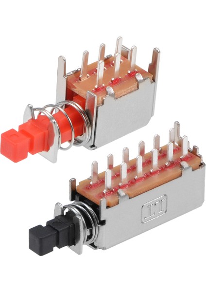 Uxcell 5/10/15/20 Adet Basmalı Düğme Anahtarı Mandallama Dpdt 3/6/12 Pin 1 Pozisyon Kendinden Kilitlemeli Düz Delikten (Yurt Dışından)