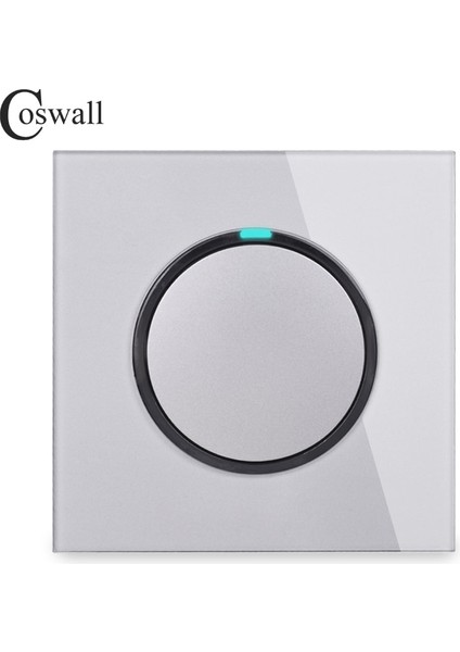 Coswall 1 Gang 1 Yollu Rastgele Tıklama Basmalı / Kapalı Duvar Işık Anahtarı LED Göstergesi ile Temperli Kristal Cam Panel 16A Gri (Yurt Dışından)