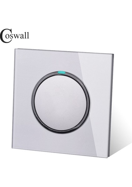 Coswall 1 Gang 1 Yollu Rastgele Tıklama Basmalı / Kapalı Duvar Işık Anahtarı LED Göstergesi ile Temperli Kristal Cam Panel 16A Gri (Yurt Dışından) modelleri