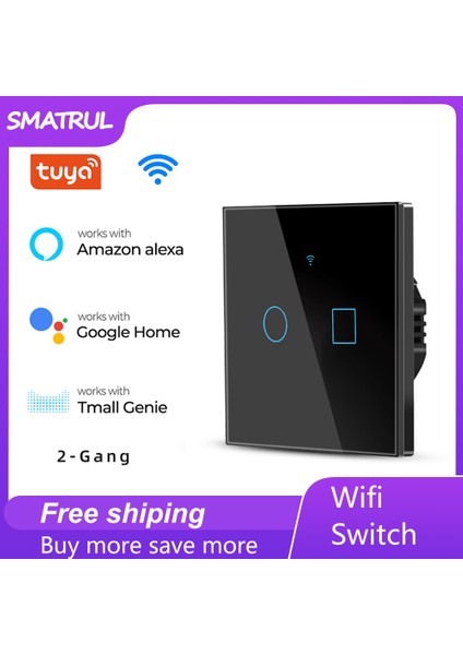 Smatrul - Wifi Dokunmatik Akıllı Duvar Anahtarı - RF433 Uzaktan Kumanda - Sevimli ve Eğlenceli Desen - Ab Standardı - Tuya Alexa Google Home Için (Yurt Dışından)