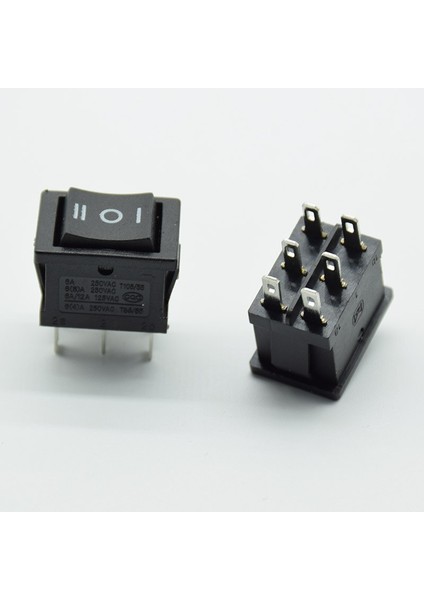 Adet Rocker Rocker Anahtarı Güç Anahtarı 6 Ayak 3 Dişli 6A 250V Ters Düğme Çift Kutuplu Çift Atış Kırmızı Siyah (Yurt Dışından)