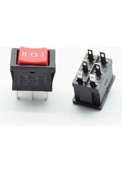 Adet Rocker Rocker Anahtarı Güç Anahtarı 6 Ayak 3 Dişli 6A 250V Ters Düğme Çift Kutuplu Çift Atış Kırmızı Siyah (Yurt Dışından) fırsatları