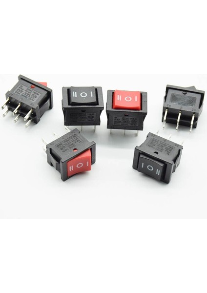 Adet Rocker Rocker Anahtarı Güç Anahtarı 6 Ayak 3 Dişli 6A 250V Ters Düğme Çift Kutuplu Çift Atış Kırmızı Siyah (Yurt Dışından) indirimleri