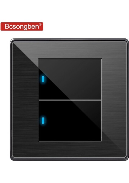 Bcsongben Standart Anahtar Basmalı Düğme Işık Anahtarı Duvar Siyah Paslanmaz Çelik 2 Gang 2 Yollu Anahtar Ac 110-250 V Kd1-2k2 (Yurt Dışından) fiyatları