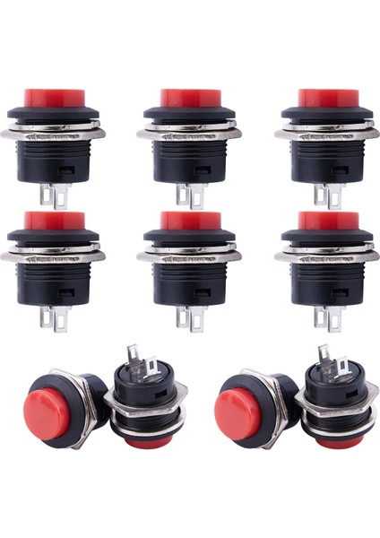 10 Anlık Basmalı Düğme Anahtarı Kapalı-(Açık) 16MM Kırmızı (Yurt Dışından)