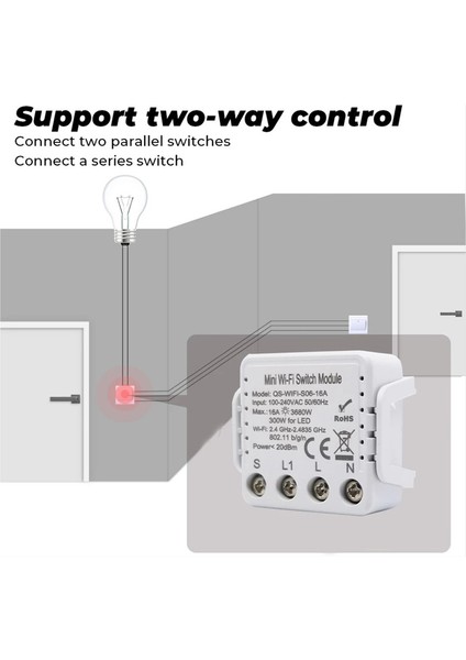 [hazır Stok] 16A Mini Wifi Akıllı Işık Dimmer Anahtar Modülü / Anahtar Modülü Akıllı Yaşam Tuya Uzaktan Kumanda Alexa Google Home ile Çalışmak (Yurt Dışından) modelleri