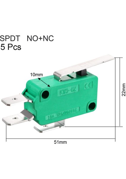 Uxcell Kw3-Oz Anahtarları 16A 125/250VAC Spdt No Nc Basma Düğmesi Eylem Menteşe Kısa Makaralı Kol Tipi Limit Anahtarı 5 Adet (Yurt Dışından)